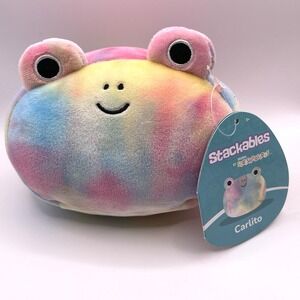 Squishmallows Stackables Carlito The Frog‎ 6" New w Tag Rainbow Tie Dye Rare